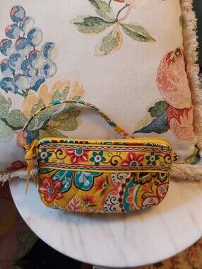 Provencal Yellow Floral Wristlet, Vera Bradley 2012 Quilted Cotton Clutch